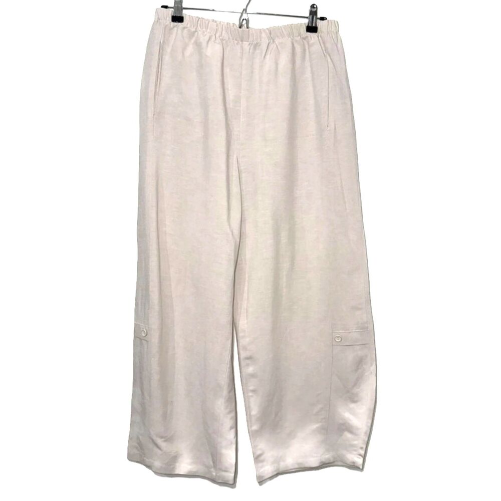 Lisa Bayne Linen Blend Barrel Pant - Stone M